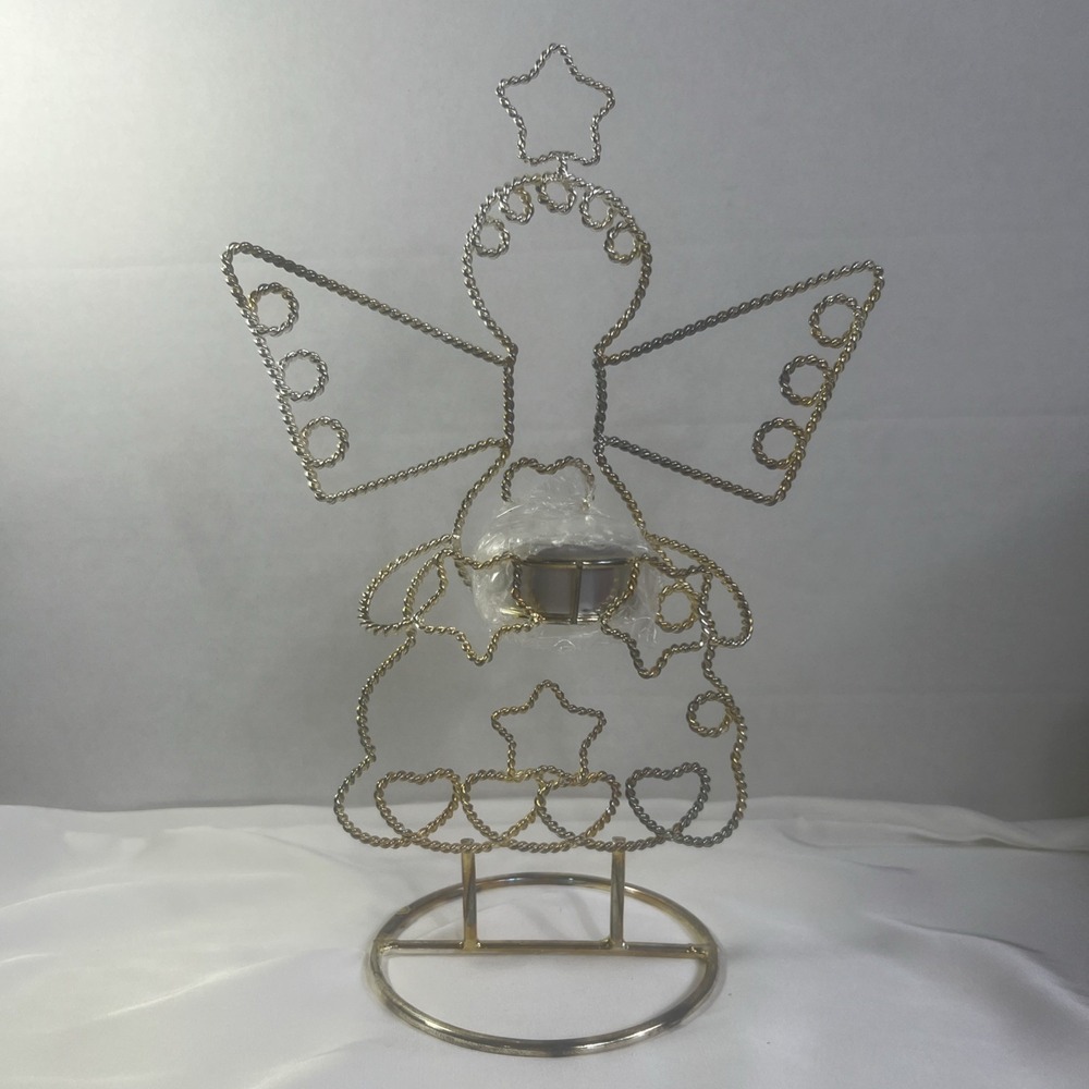 Vintage Avon Angle Candle Holder Gold Tea Light 10.5 Inches Tall Christmas